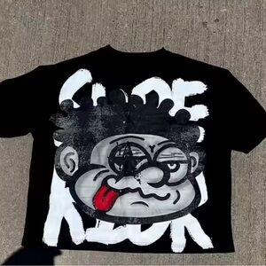 Black and white y2k crop tee